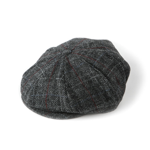 Hanna Hats - Grey Check Tweed Eight-Piece Cap